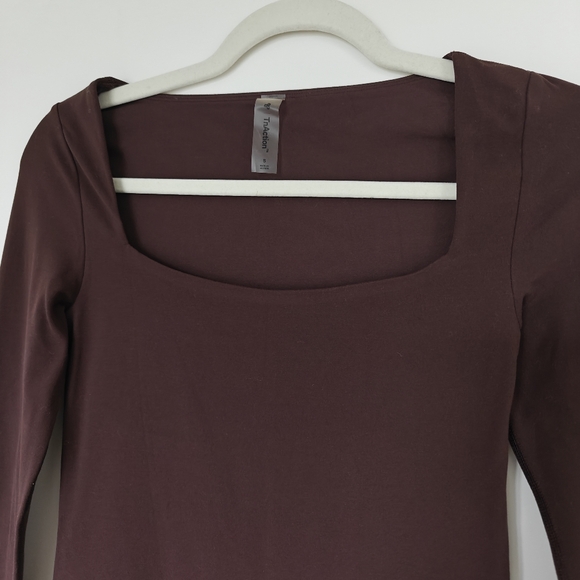 Aritzia TnaBUTTER DANCER LEOTARD Squareneck bodysuit size Small Mocha Brown - Picture 5 of 8